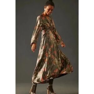 Anthropologie Caballero Dress Deep V-Neck Maxi Dress NWT Sz. S